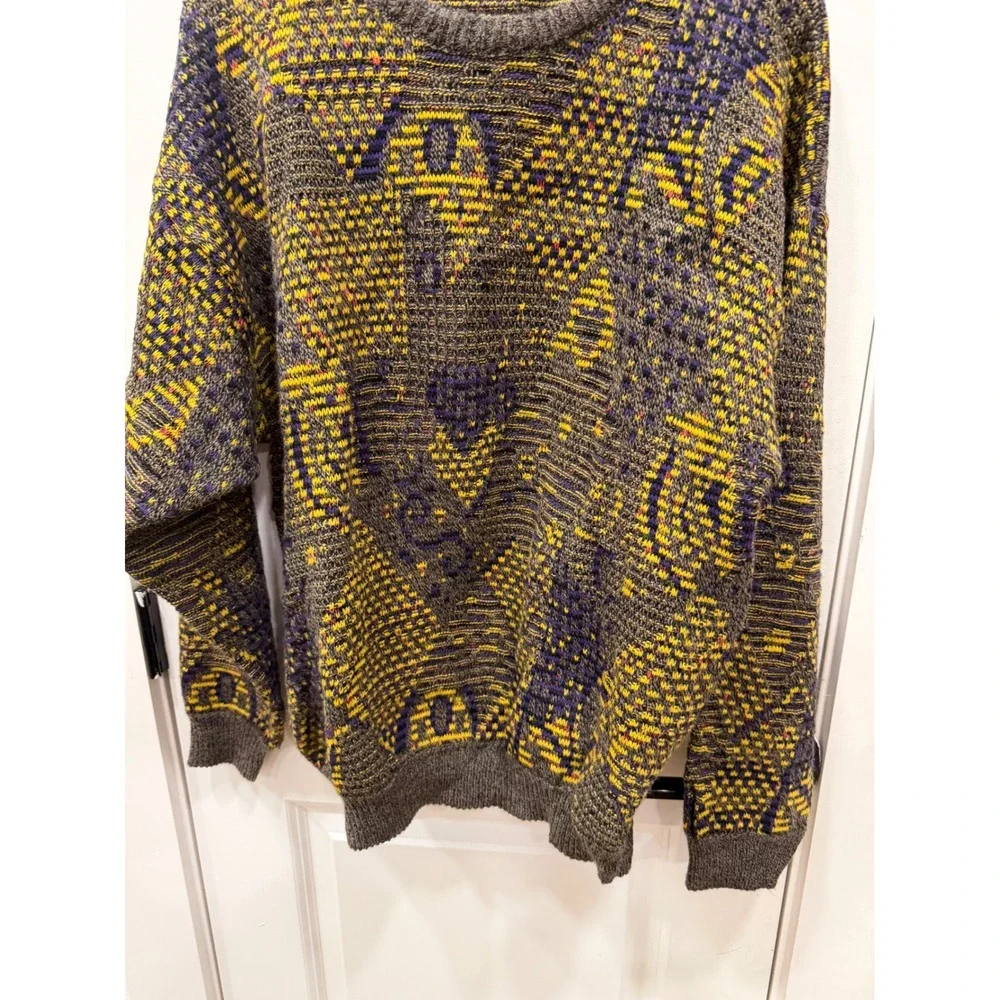 Pronto Uomo Firenze Vintage Wool Blend Abstract Sweater Made in Italy Mens Small